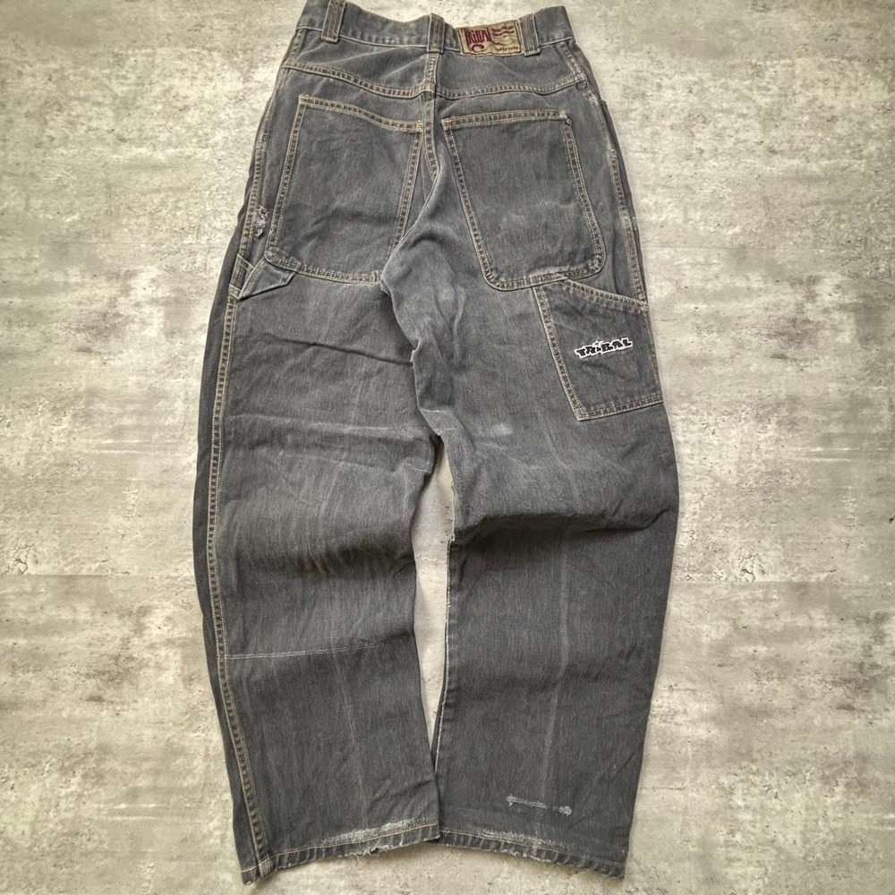 Tribal Carpenter Jeans Women 26 Grey Vintage 90s Baggy Skater Jnco Style